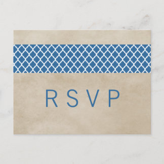 Carte postale RSVP Blue Rustic Quatrefoil