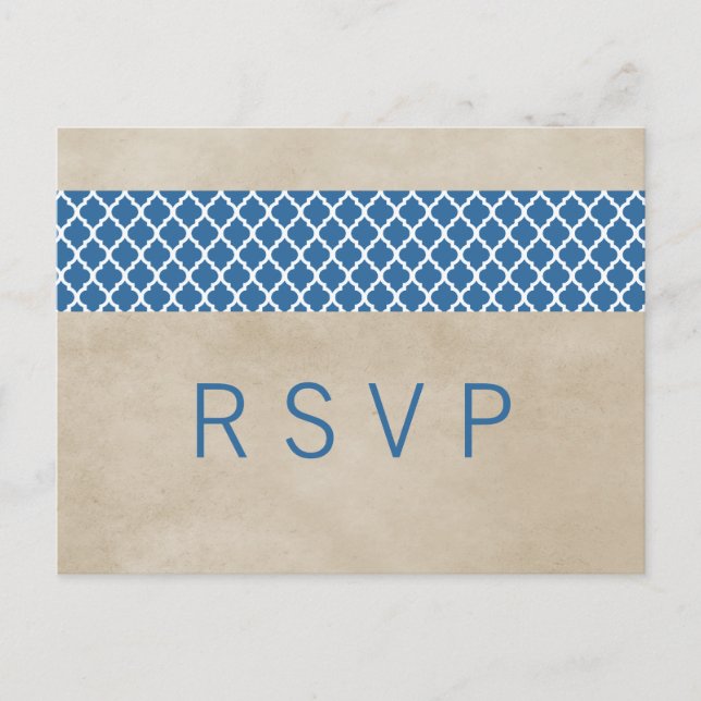 Carte postale RSVP Blue Rustic Quatrefoil (Devant)