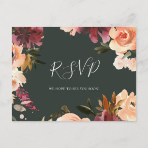 Carte postale RSVP Burgundy Orange Floral Green We