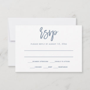 Carte postale RSVP   Calligraphie de brosse - bleu