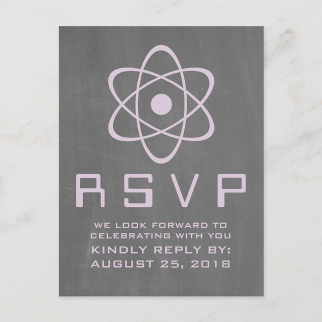 Carte Postale RSVP Chalkboard atomique violet (Devant)