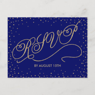 Carte postale RSVP Chic Navy Blue and Gold Stars