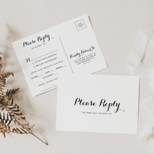 Carte Postale RSVP Choix du menu de calligraphie m