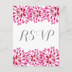 Carte postale RSVP Chrysanthemum rose Aquarelle