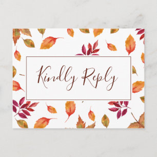 Carte postale RSVP Chute d'amour automne mariage