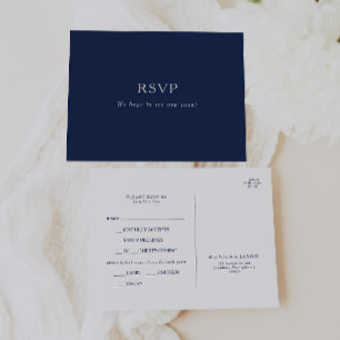 Carte Postale RSVP Classic Navy Blue Silver Menu C