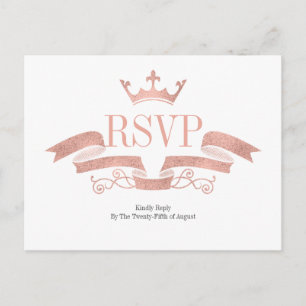 Carte postale RSVP Classic Rose Gold Crest Wedding