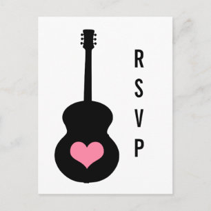 Carte postale RSVP Coeur de guitare rose/noir