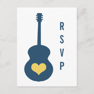 Carte postale RSVP Coeur guitare bleu/jaune
