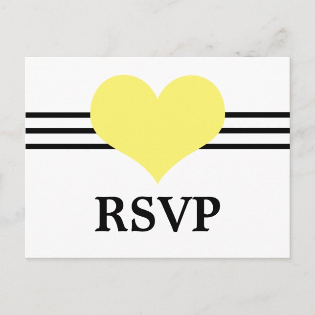 Carte Postale RSVP Coeur Mod, Jaune (Devant)