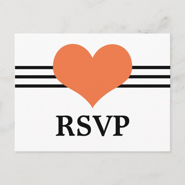 Carte postale RSVP Coeur Mod, orange (Devant)