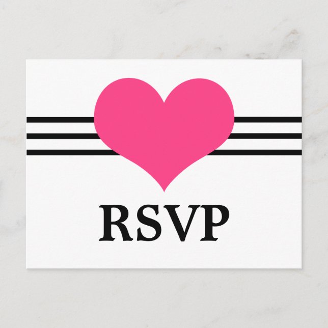 Carte Postale RSVP Coeur Mod, Rose (Devant)