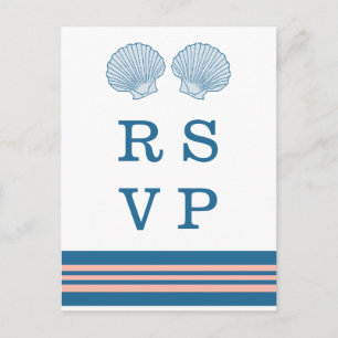 Carte postale RSVP Coral Bleu Coquillages Nautique