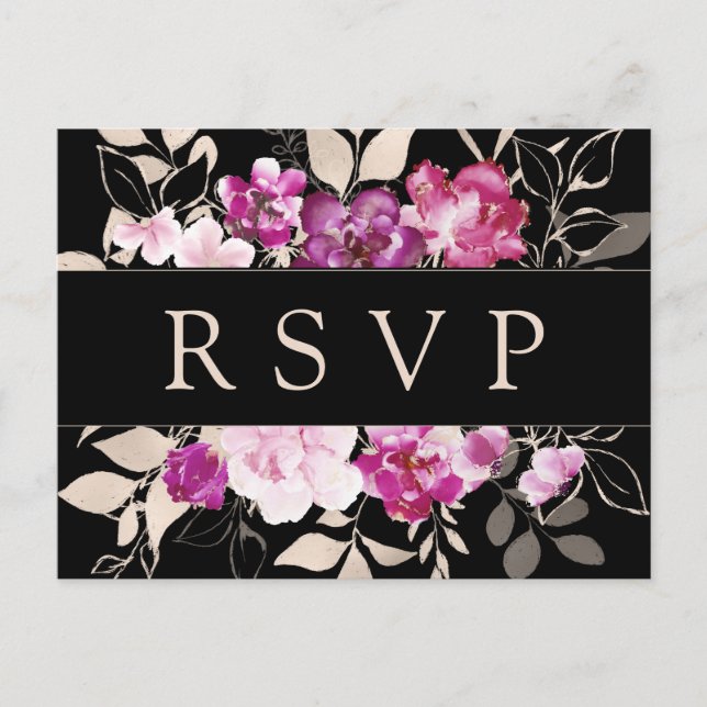 Carte postale RSVP couleur rose pourpre avec choix (Devant)
