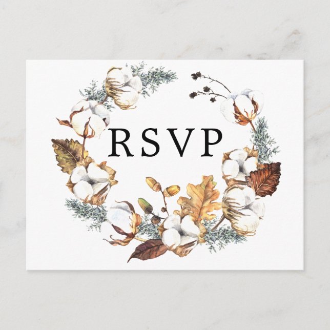 Carte postale RSVP d'automne à fleurs blanches ave (Devant)