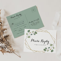 Carte postale RSVP de choix du menu de remplissage