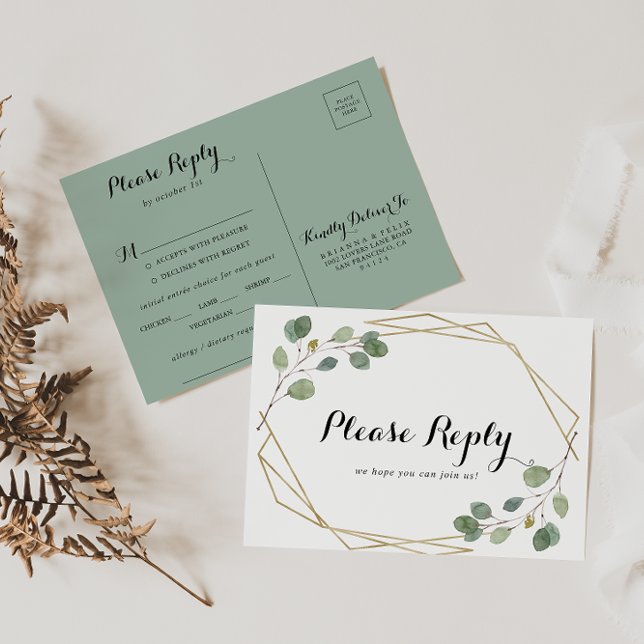 Carte postale RSVP de choix du menu de remplissage (Créateur téléchargé)