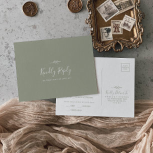 Carte postale RSVP de choix du menu vert de la feu