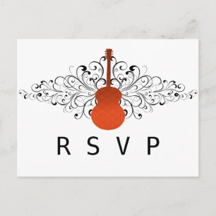 Carte postale RSVP de Guitare Orange Swirls