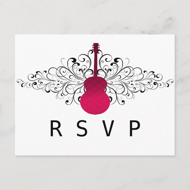 Carte postale RSVP de la guitare Hot Pink (Devant)