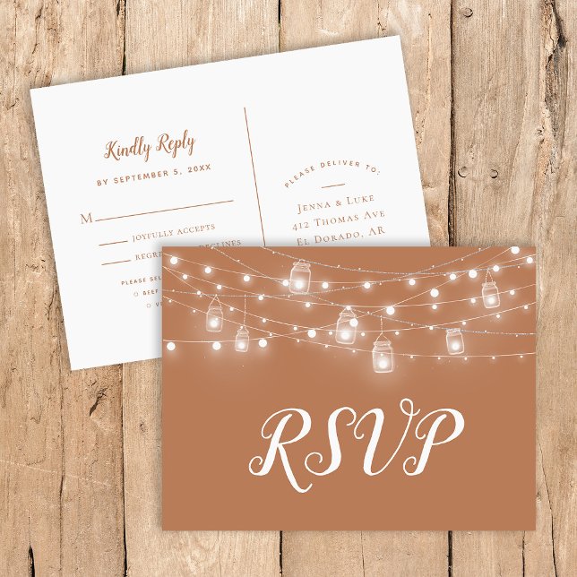 Carte Postale RSVP de mariage avec une chaîne rust (Créateur téléchargé)