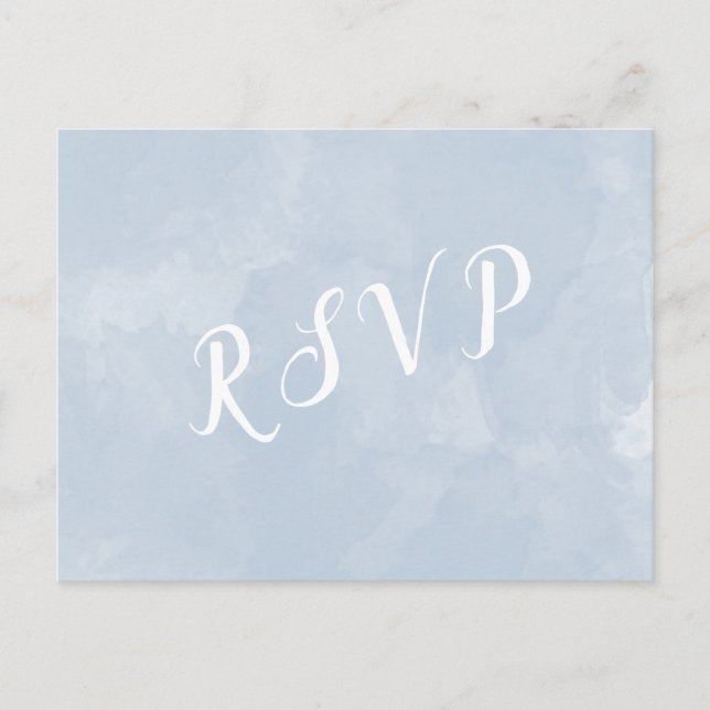 Carte postale rsvp de mariage bleu-dusté (Devant)
