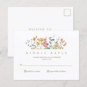 Carte Postale RSVP de mariage bohème aux fleurs sauvages d'été