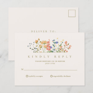 Carte Postale RSVP de mariage bohème aux fleurs sauvages d'été