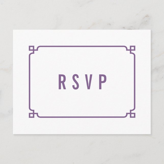 Carte postale RSVP de mariage chic violet déco (Devant)