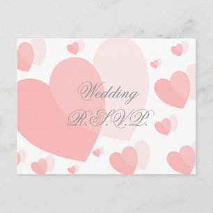 Carte postale RSVP de mariage Coeurs roses