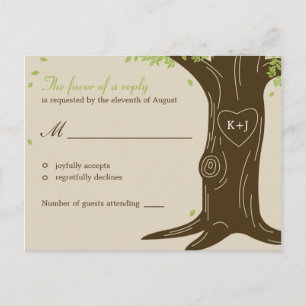Carte postale RSVP de mariage dans l'arbre de chên