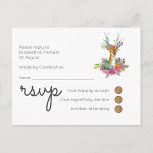 Carte postale RSVP de mariage de cerfs de bois