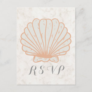 Carte postale RSVP de Mariage de coquillages rusti