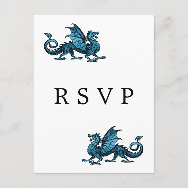 Carte postale RSVP de mariage de dragon bleu (Devant)