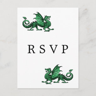 Carte postale RSVP de mariage de dragon vert