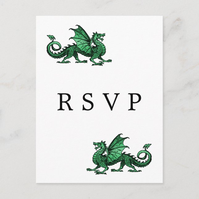 Carte postale RSVP de mariage de dragon vert (Devant)