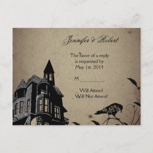 Carte postale RSVP de mariage de la maison gothiqu