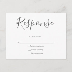 Carte postale rsvp de mariage de réponse grise