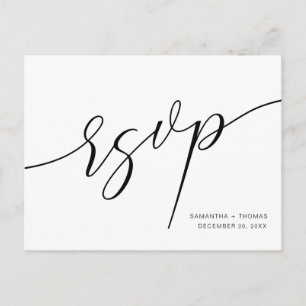 Carte postale RSVP de mariage de script de calligr