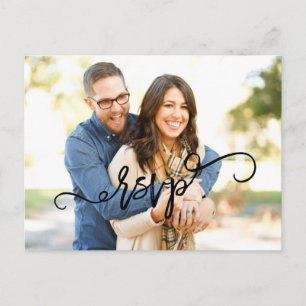 Carte postale RSVP de mariage de script photo