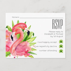 Carte postale RSVP de mariage des Flamants roses t