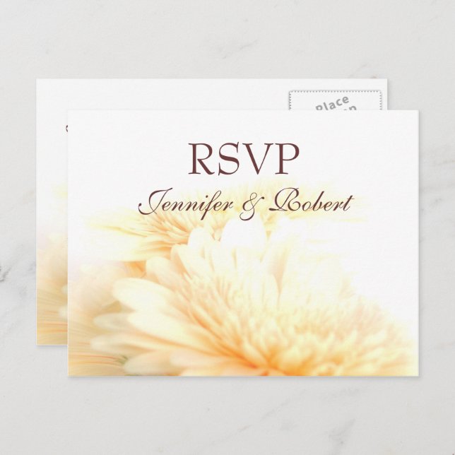 Carte postale RSVP de mariage d'or (Devant / Derrière)