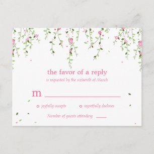 Carte postale RSVP de mariage en fleurs dans le ja