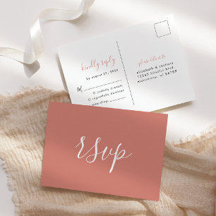 Carte Postale RSVP de mariage en terre cuite minimaliste moderne