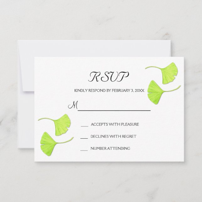 Carte postale RSVP de mariage Feuille Ginkgo (Devant)