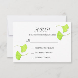 Carte postale RSVP de mariage Feuille Ginkgo