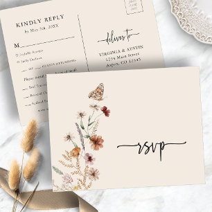 Carte postale RSVP de mariage fleur sauvage