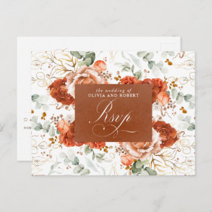 Carte postale RSVP de mariage Fleurs de terre cuit