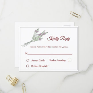 Carte postale RSVP de mariage floral avec lavande