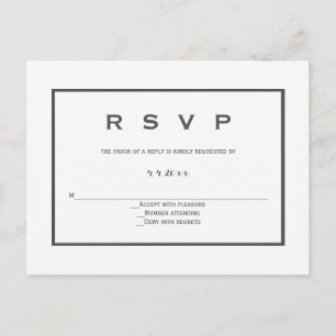 Carte postale rsvp de mariage gris moderne